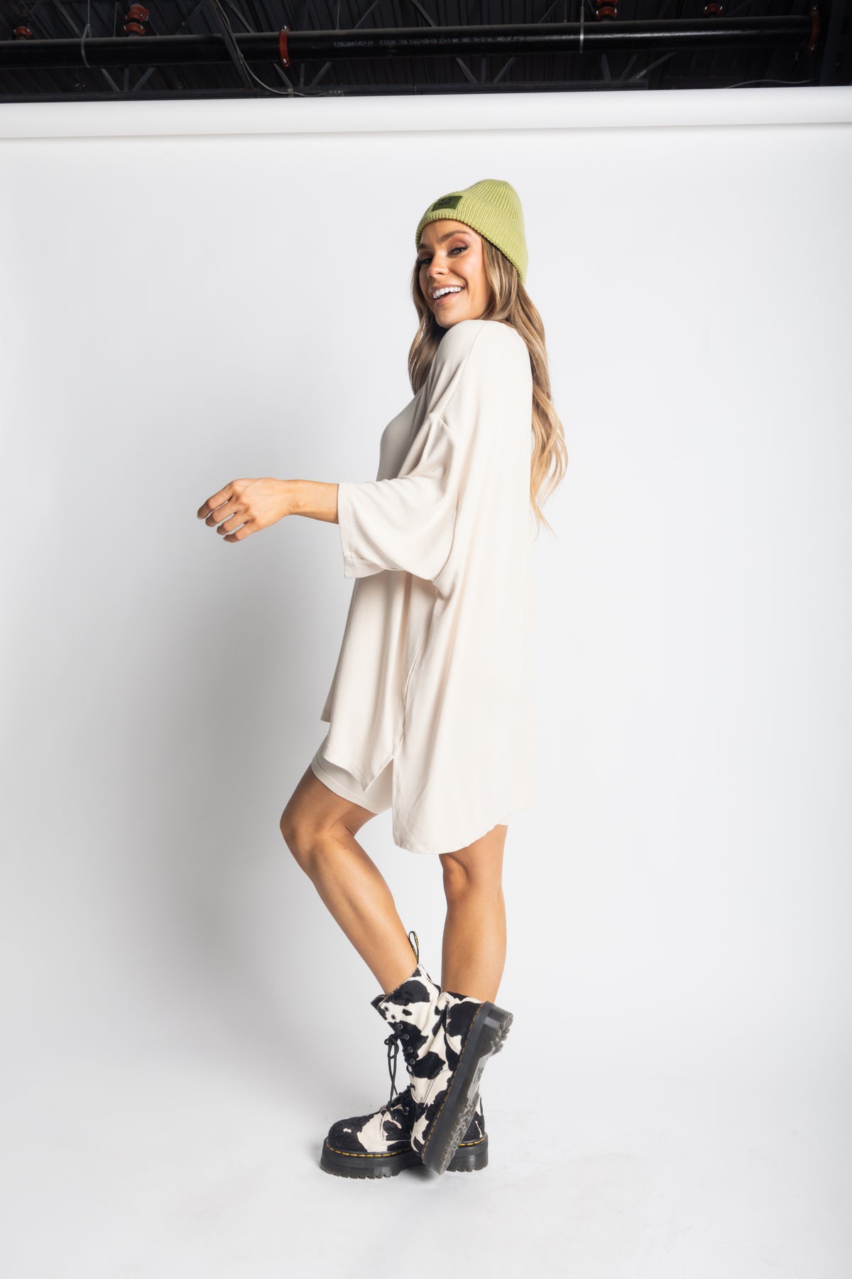 Day Dreamer Ribbed Biker Set - Bone