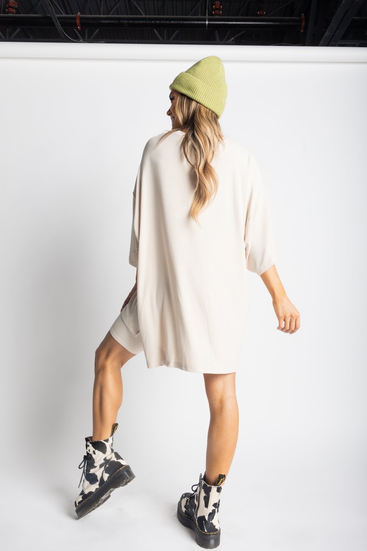 Day Dreamer Ribbed Biker Set - Bone