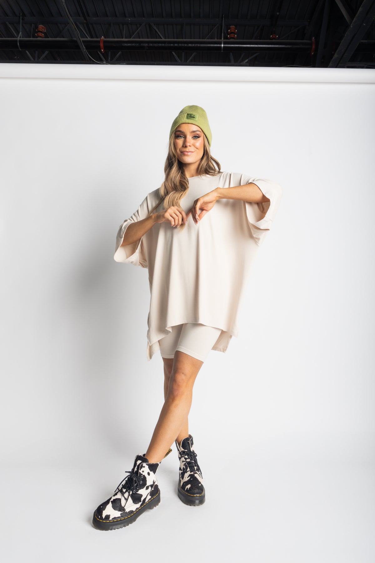Day Dreamer Ribbed Biker Set - Bone
