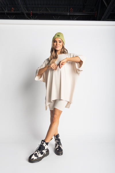 Day Dreamer Ribbed Biker Set - Bone