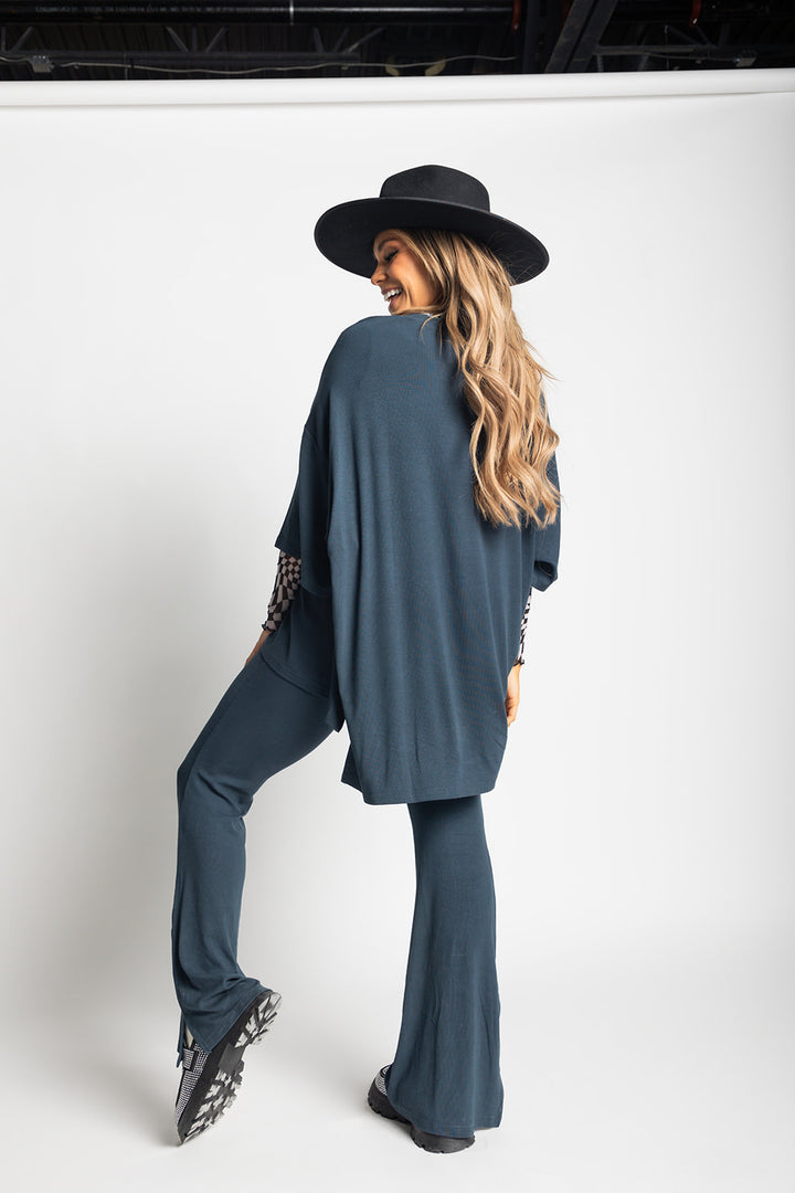 Day Dreamer Ribbed Pant Set - Midnight Blue [S-3X]