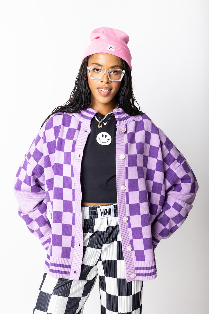 The Chexx Oversized Cardigan - Purple [S-3X]