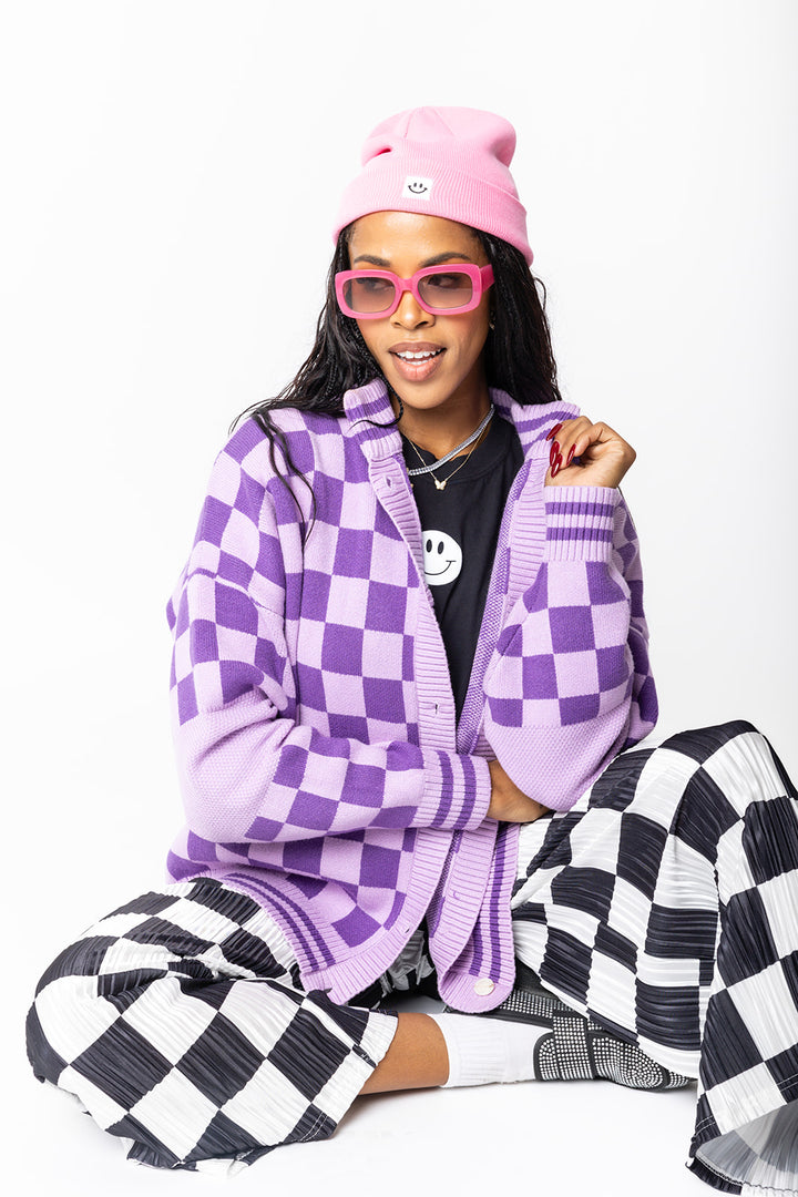 The Chexx Oversized Cardigan - Purple [S-3X]