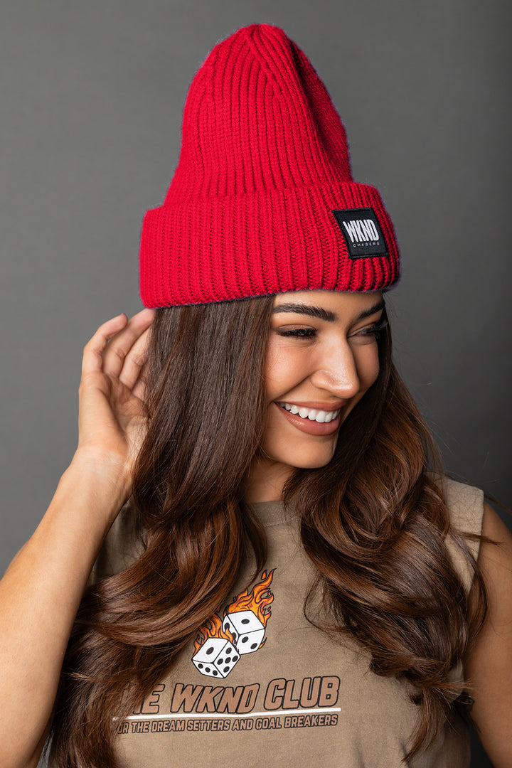 She's That Girl Knit Beanie - Red