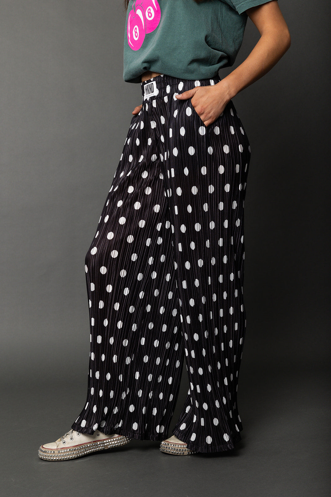 Polka Dot Plisse Pants