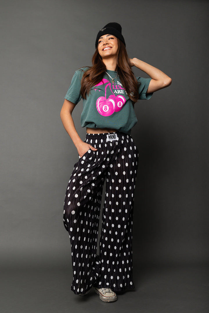 Polka Dot Plisse Pants
