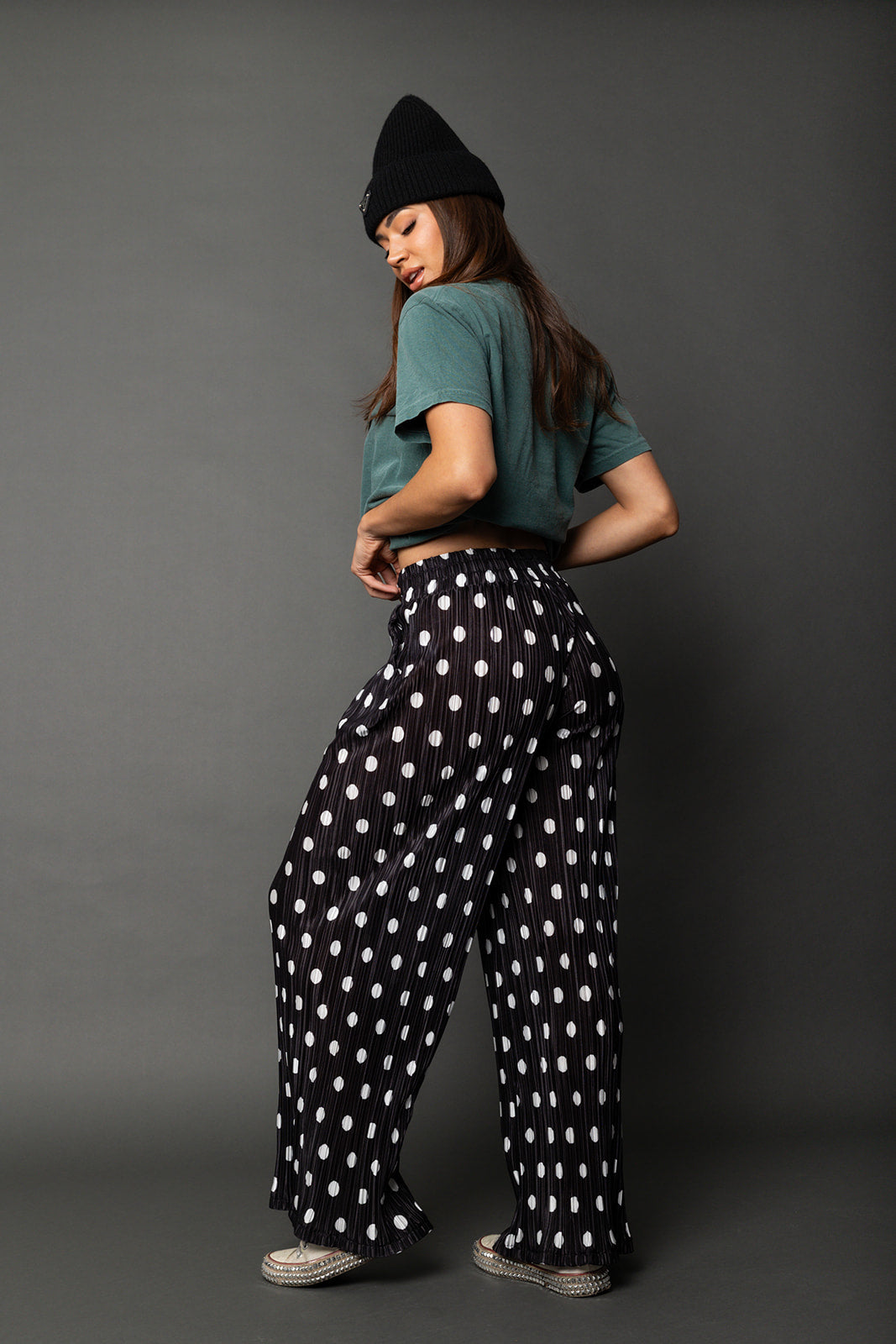Polka Dot Plisse Pants