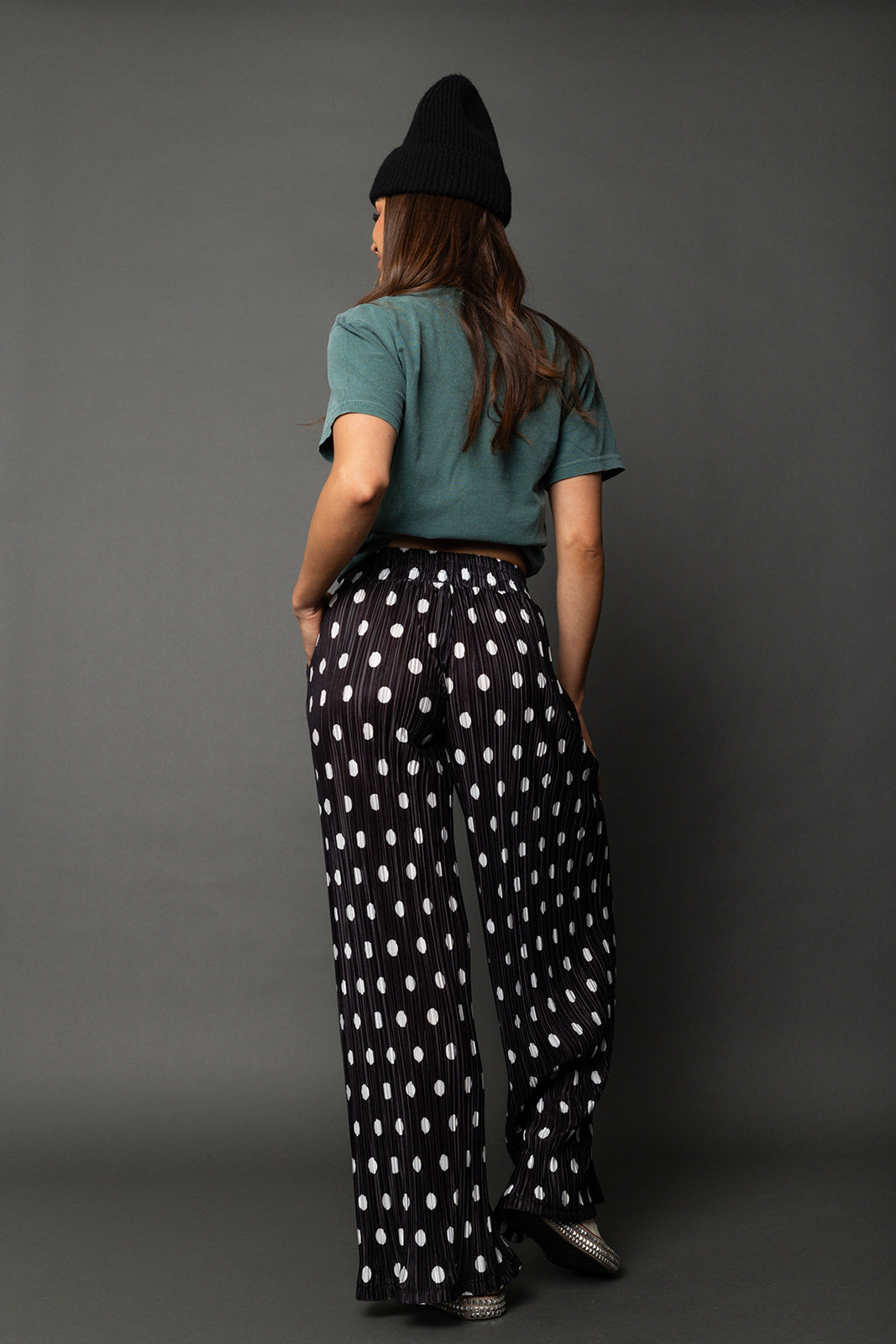 Polka Dot Plisse Pants