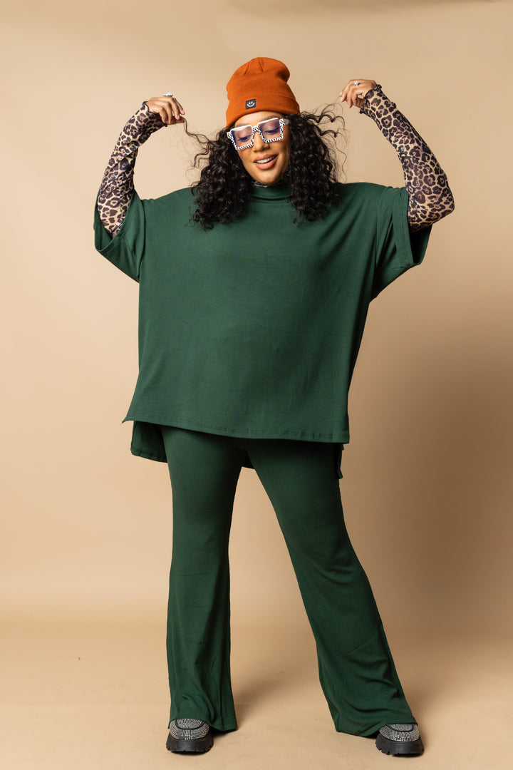 Day Dreamer Ribbed Pant Set - Emerald