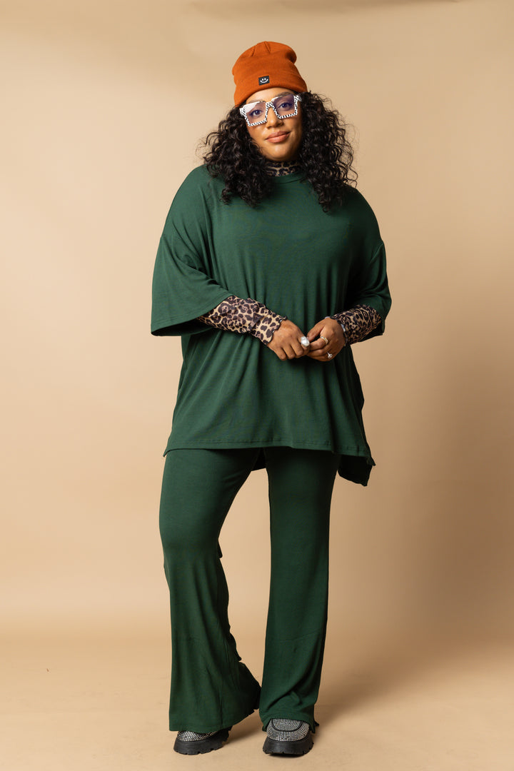 Day Dreamer Ribbed Pant Set - Emerald