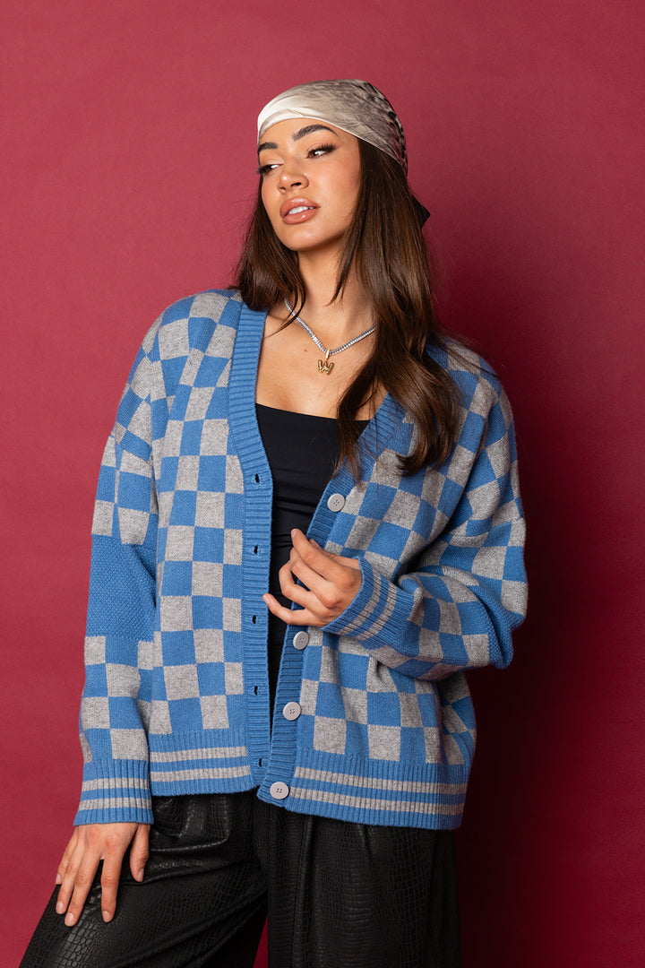 The Chexx Oversized Cardigan - Blue