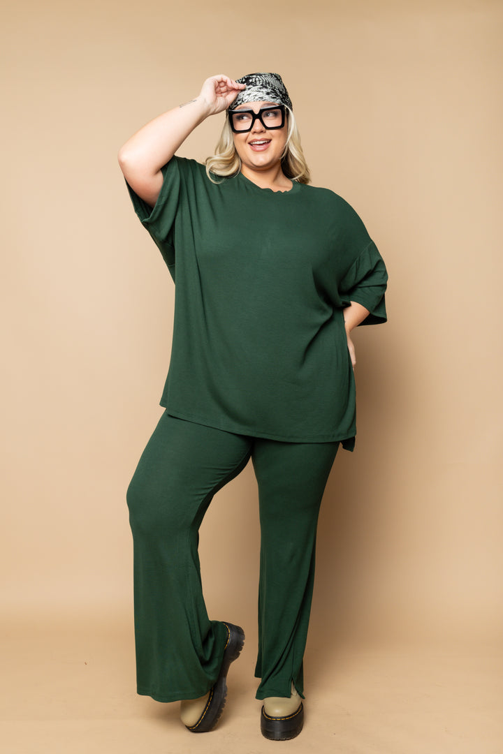 Day Dreamer Ribbed Pant Set - Emerald