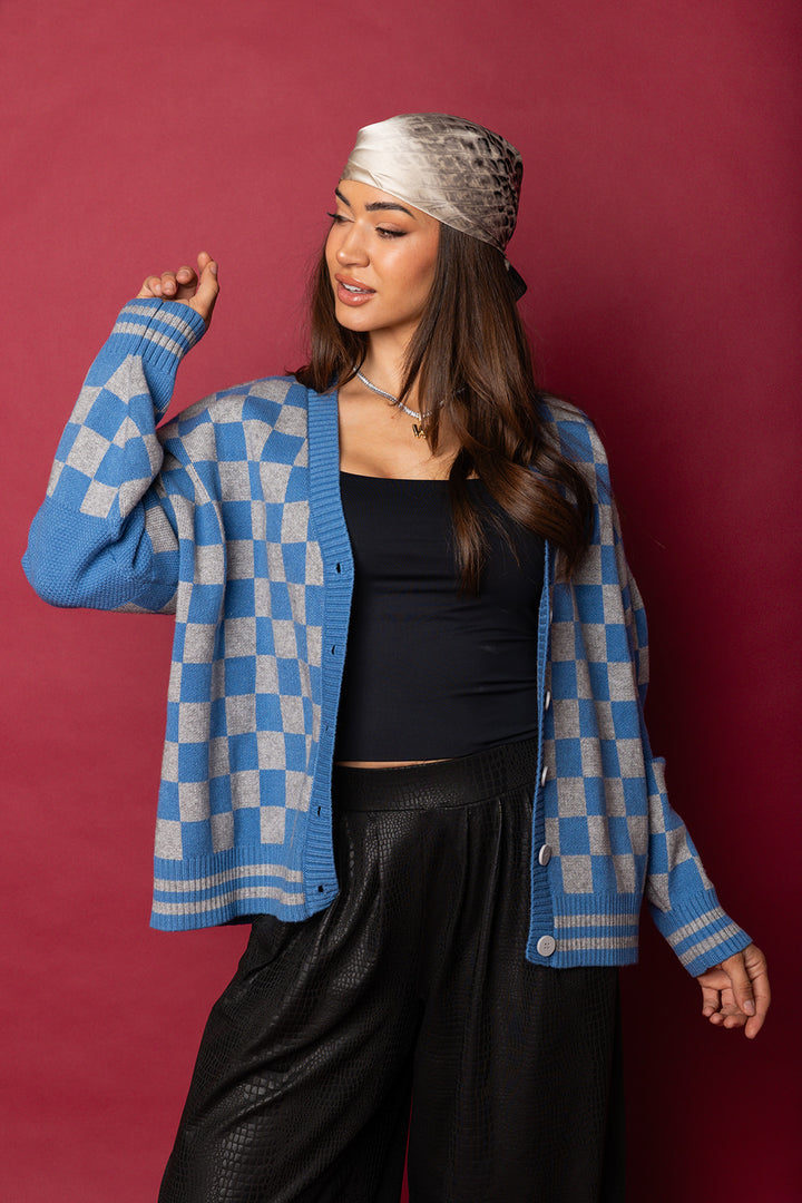 The Chexx Oversized Cardigan - Blue