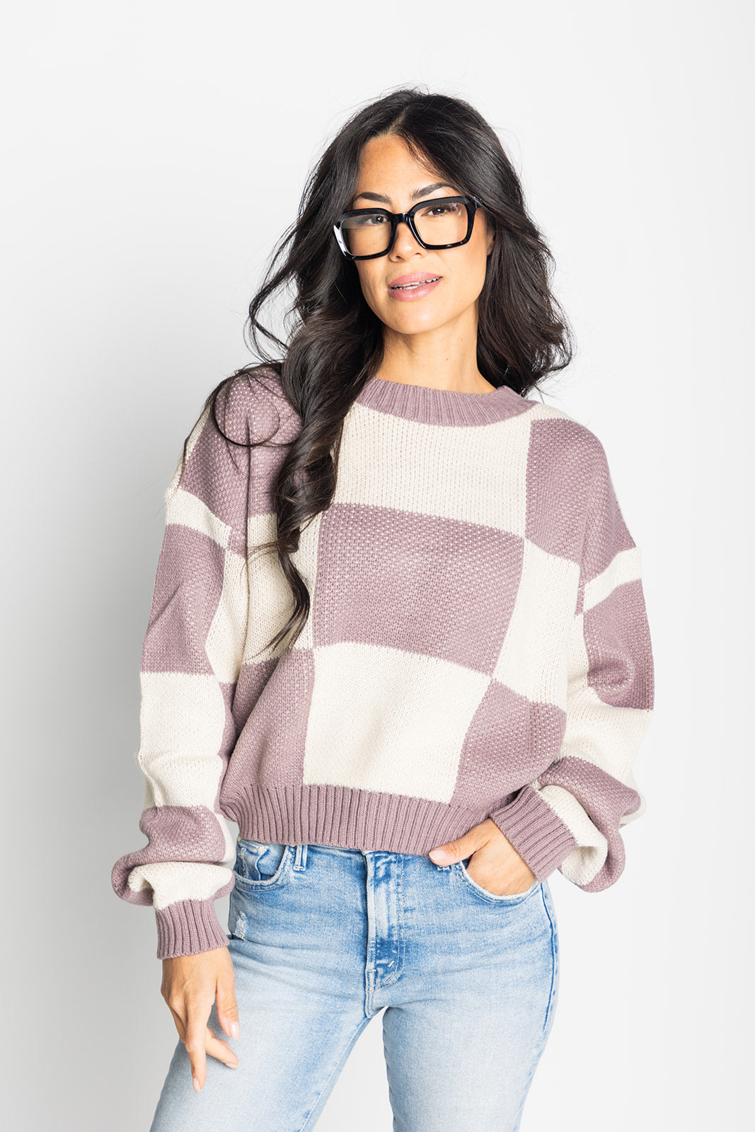 I'm Amused Checkered Sweater *2 colors*