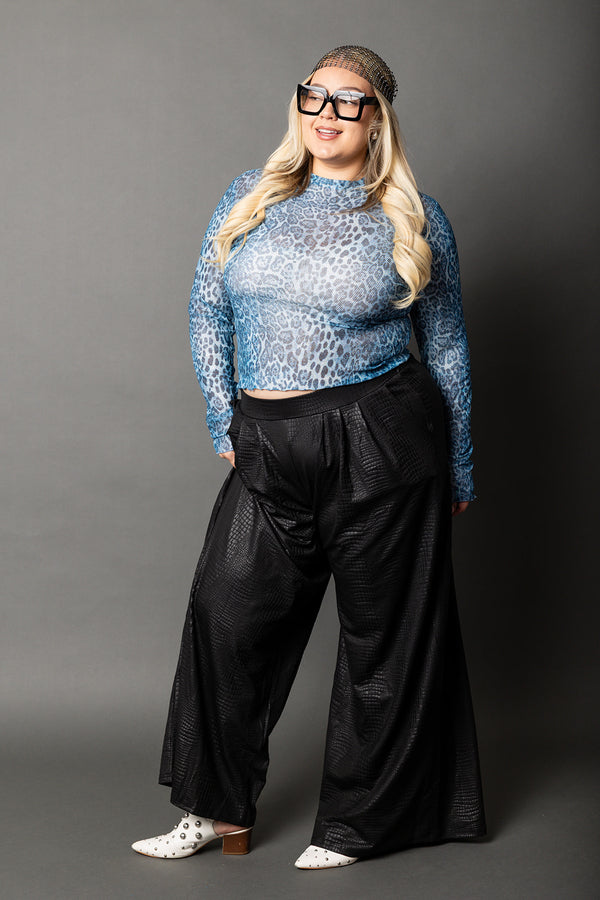Oh My Leopard Mesh Top- Blue