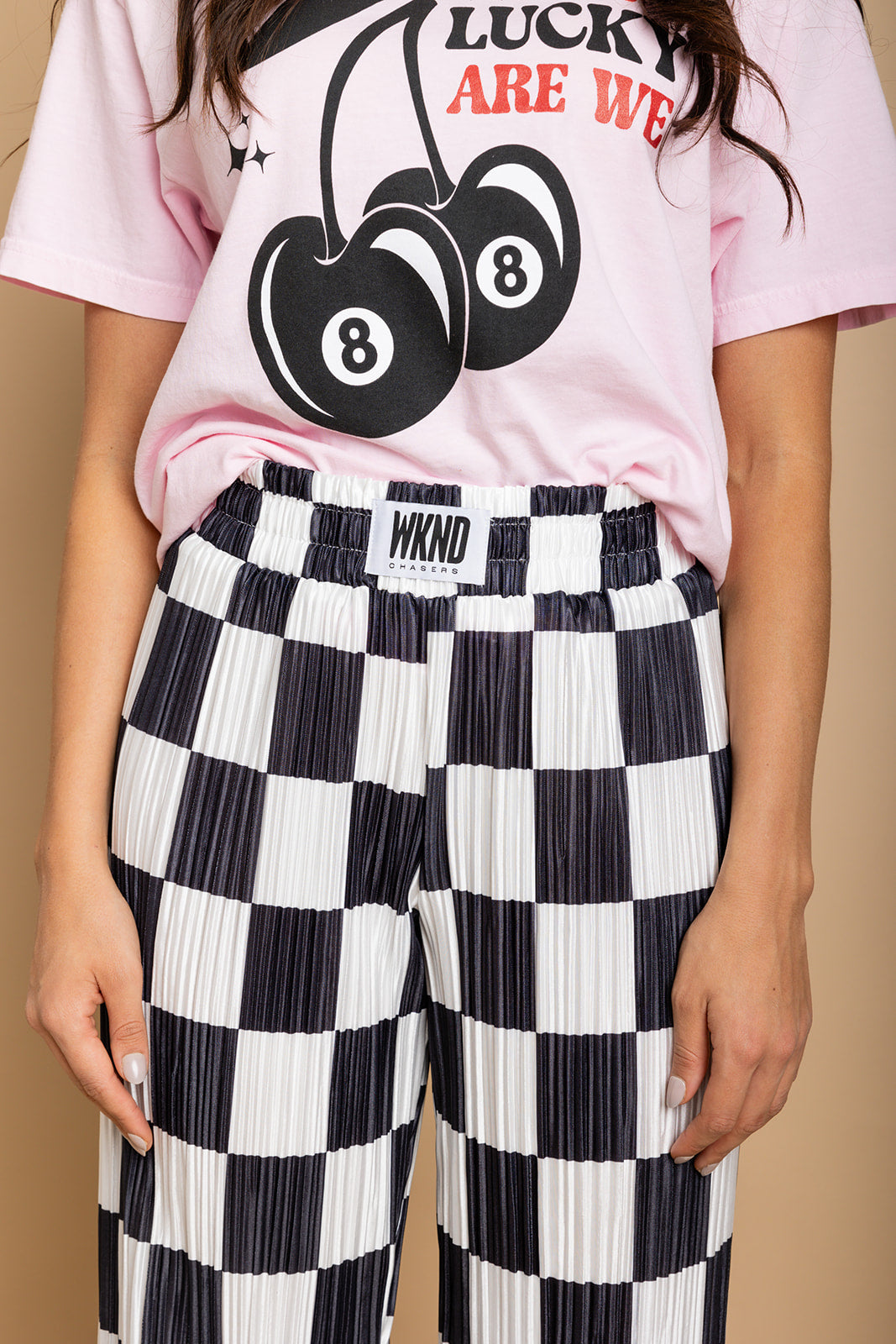 Checkered Plisse Pants - Black – WKND Chasers