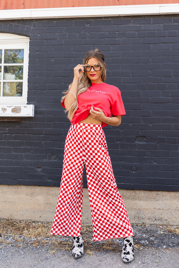 My Reputation Checkered Pants - Red