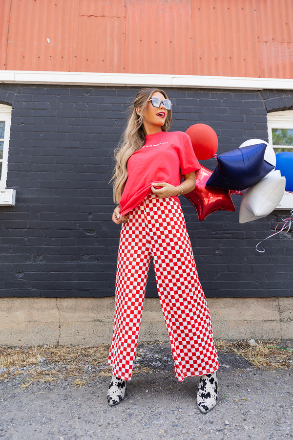 My Reputation Checkered Pants - Red