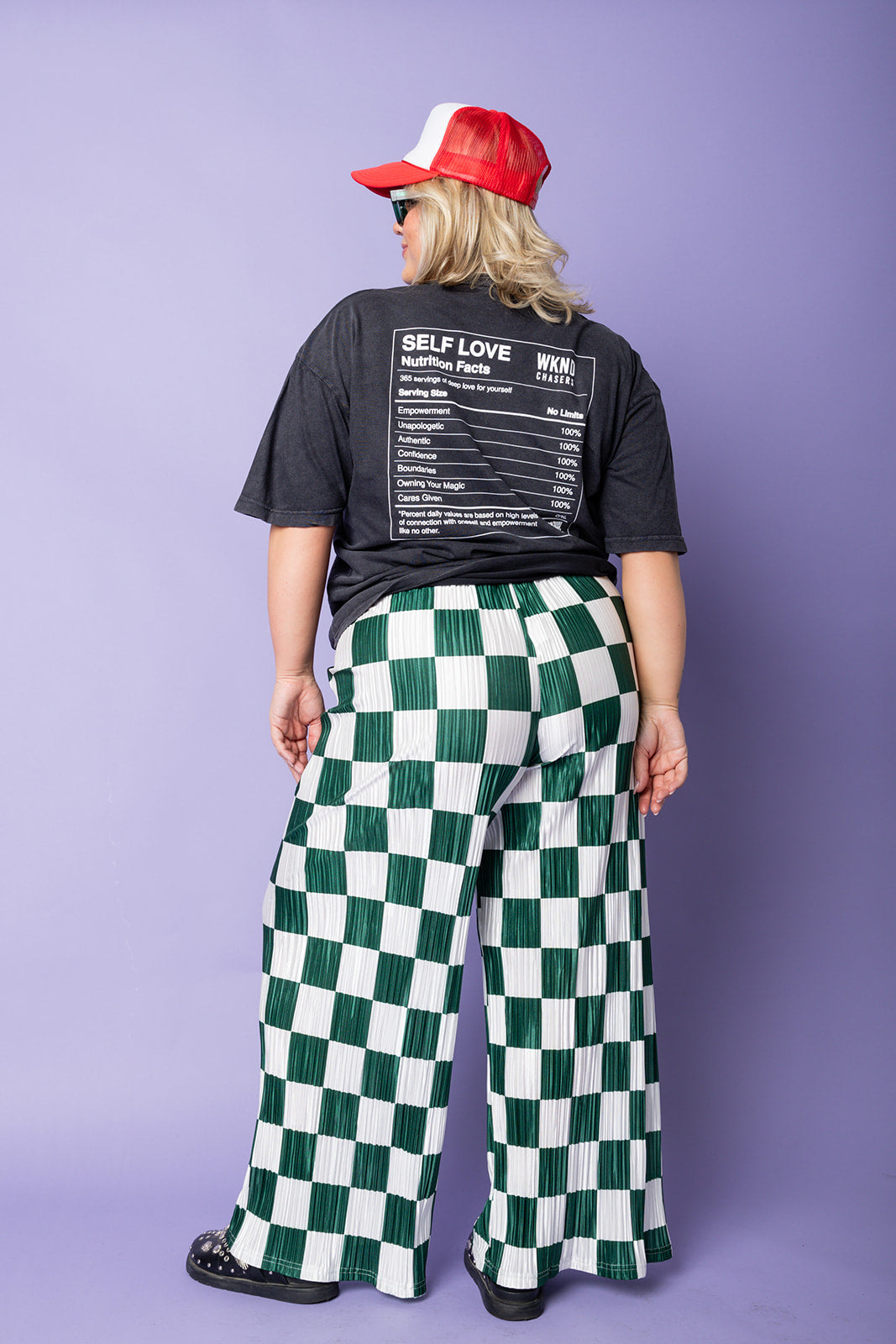 Checkered Plisse Pants - Emerald [S-3X]