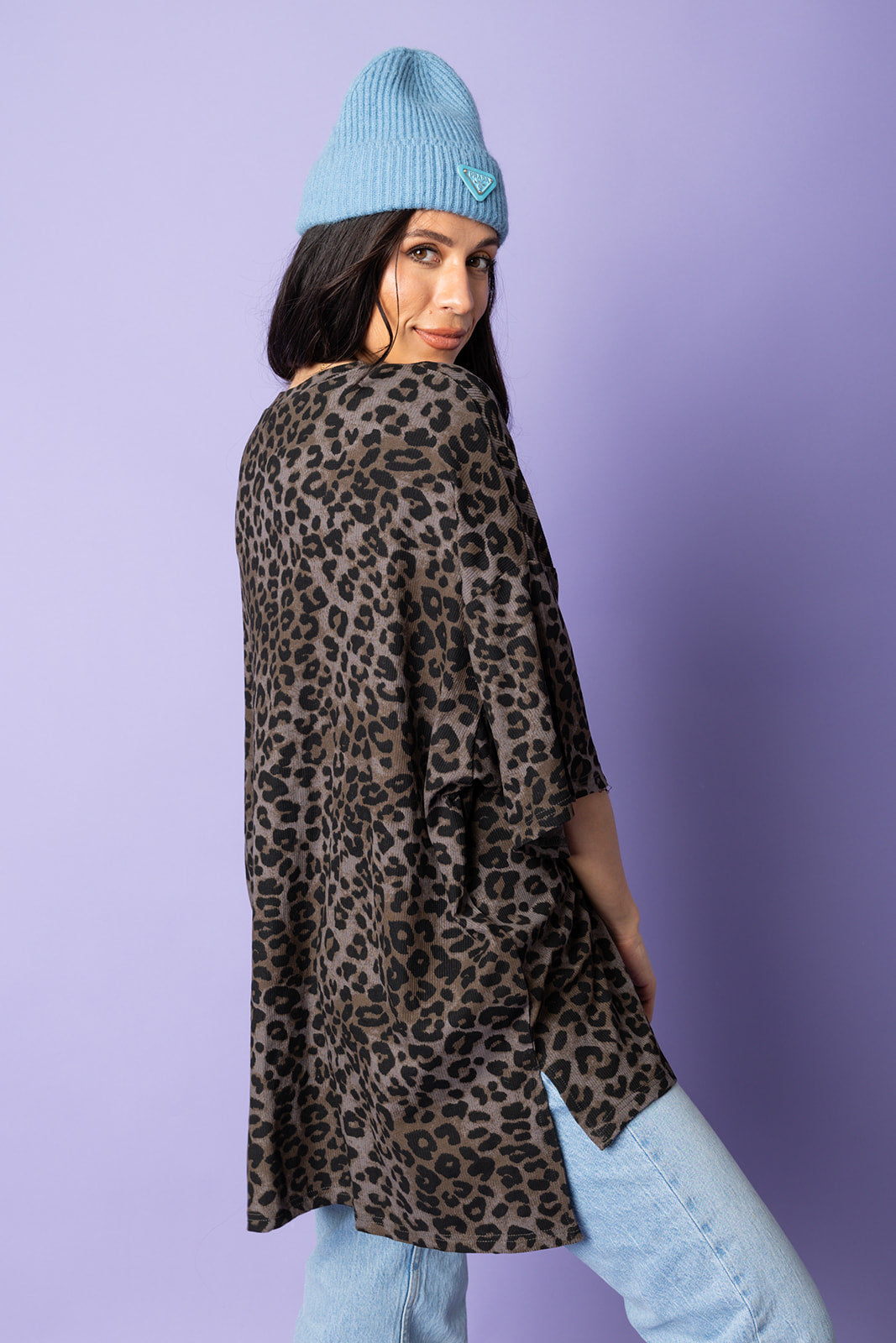 Day Dreamer Grey Leopard Top [S-3X]