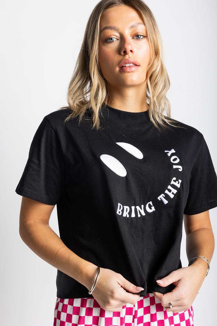 Bring The Joy Embroidered Crop Tee [S-XL]
