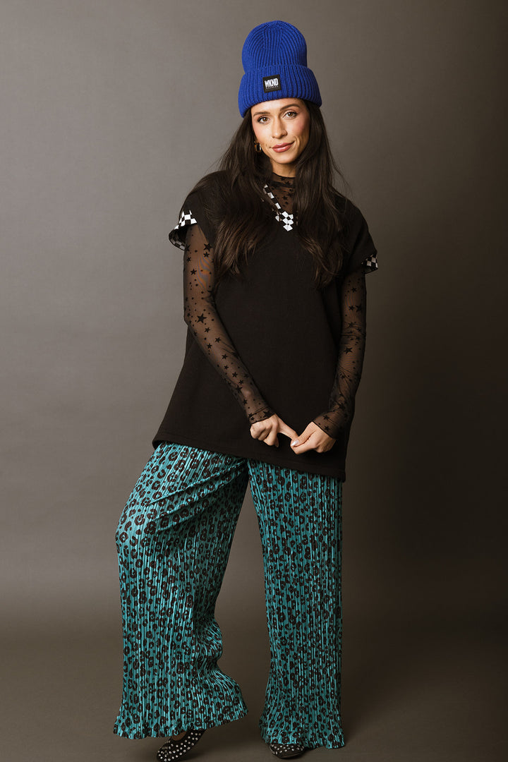 Leopard Plisse Pants - Jade
