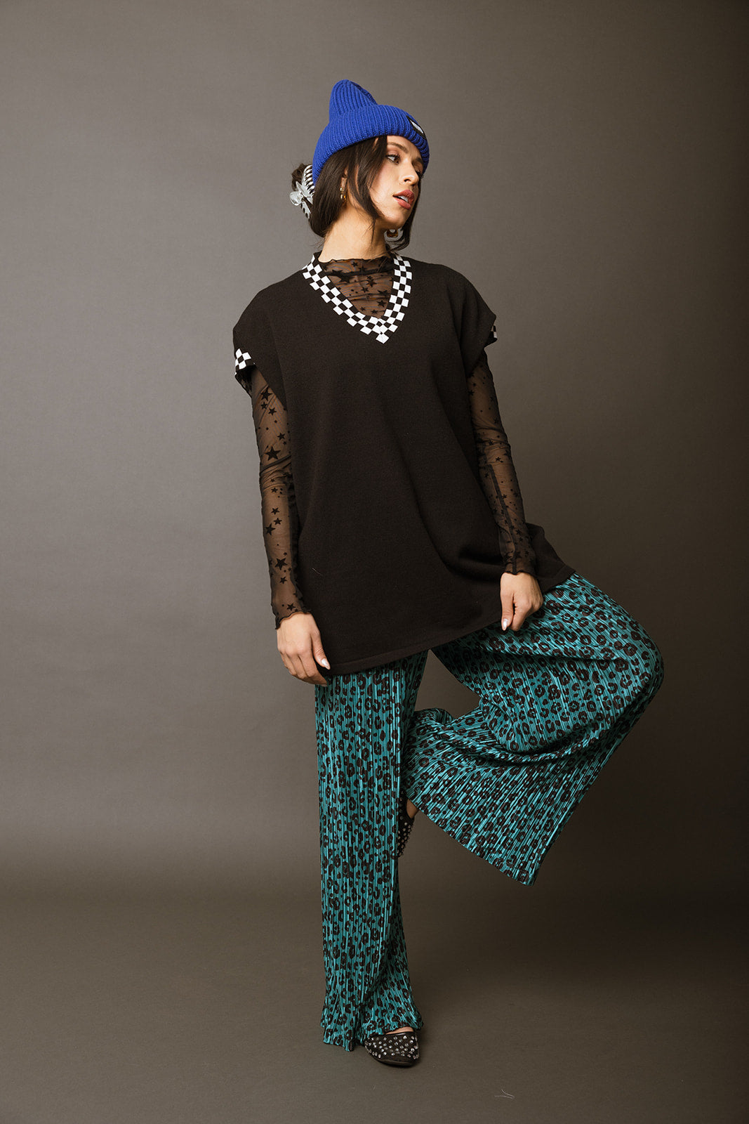 Leopard Plisse Pants - Jade