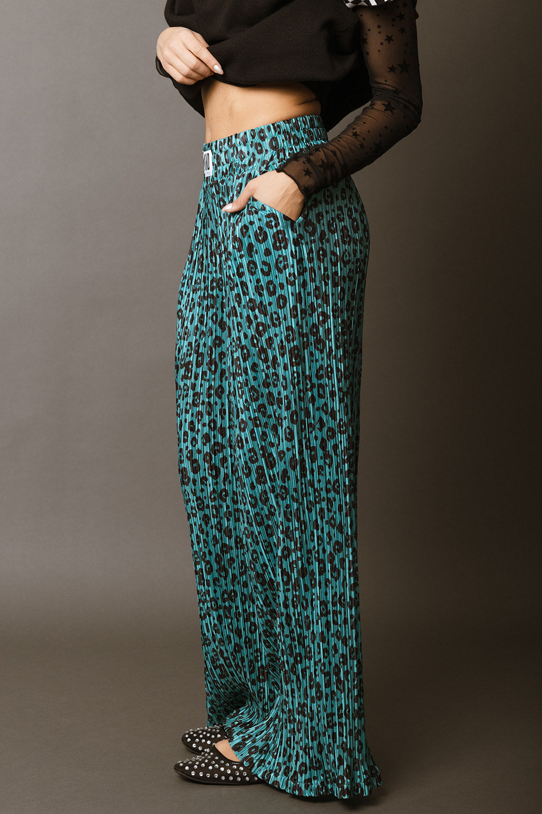 Leopard Plisse Pants - Jade