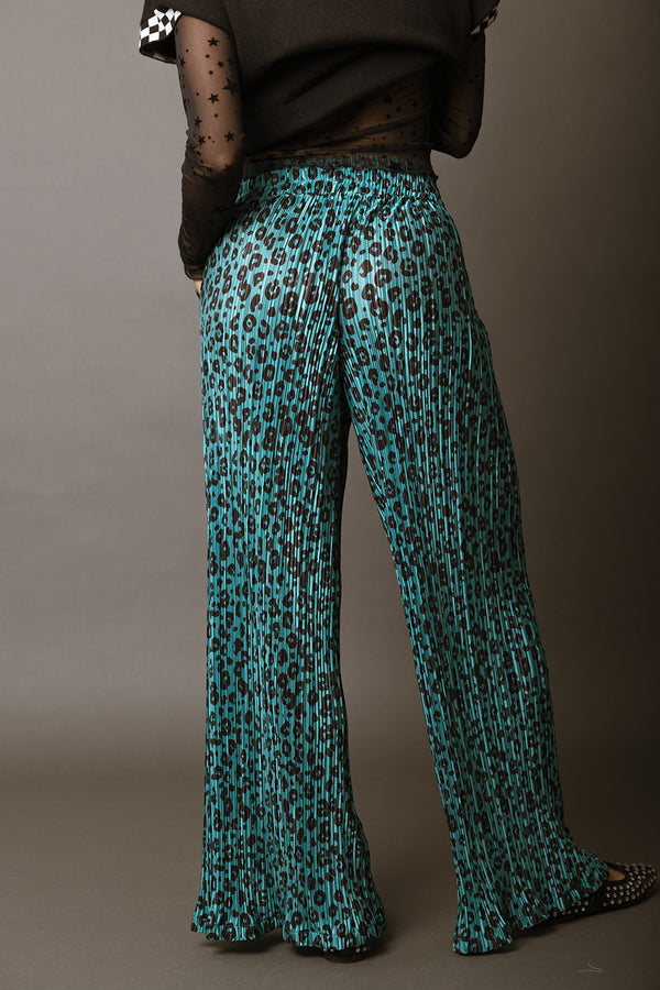 Leopard Plisse Pants - Jade