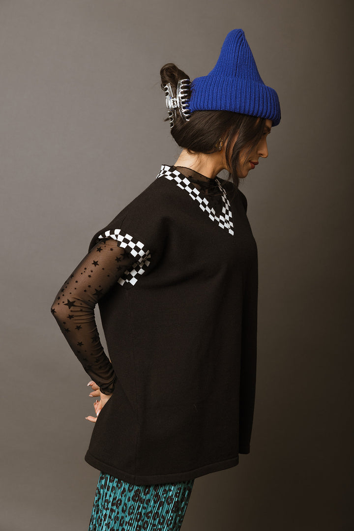 Too Cool Checkered Knit Top