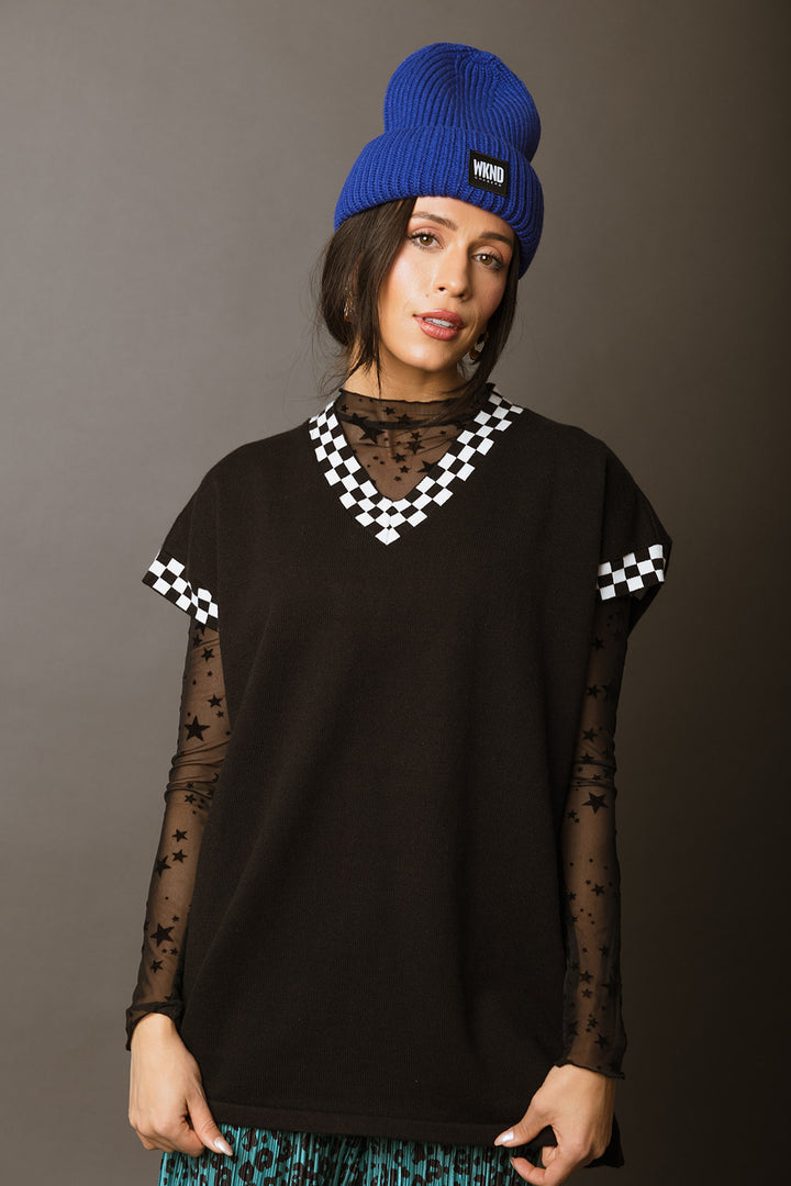 Too Cool Checkered Knit Top