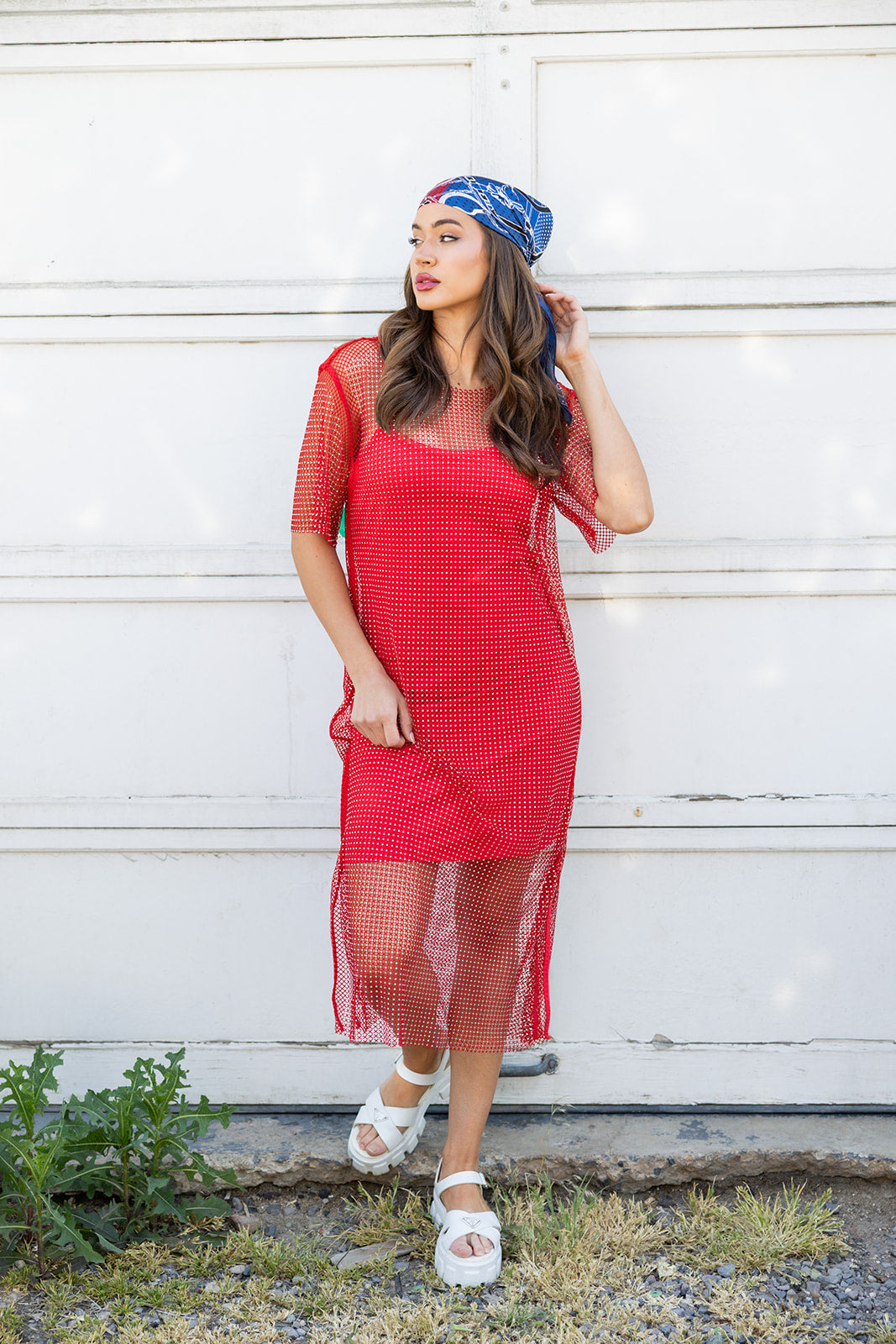 red mesh dress Midnight Spark Mesh Dress