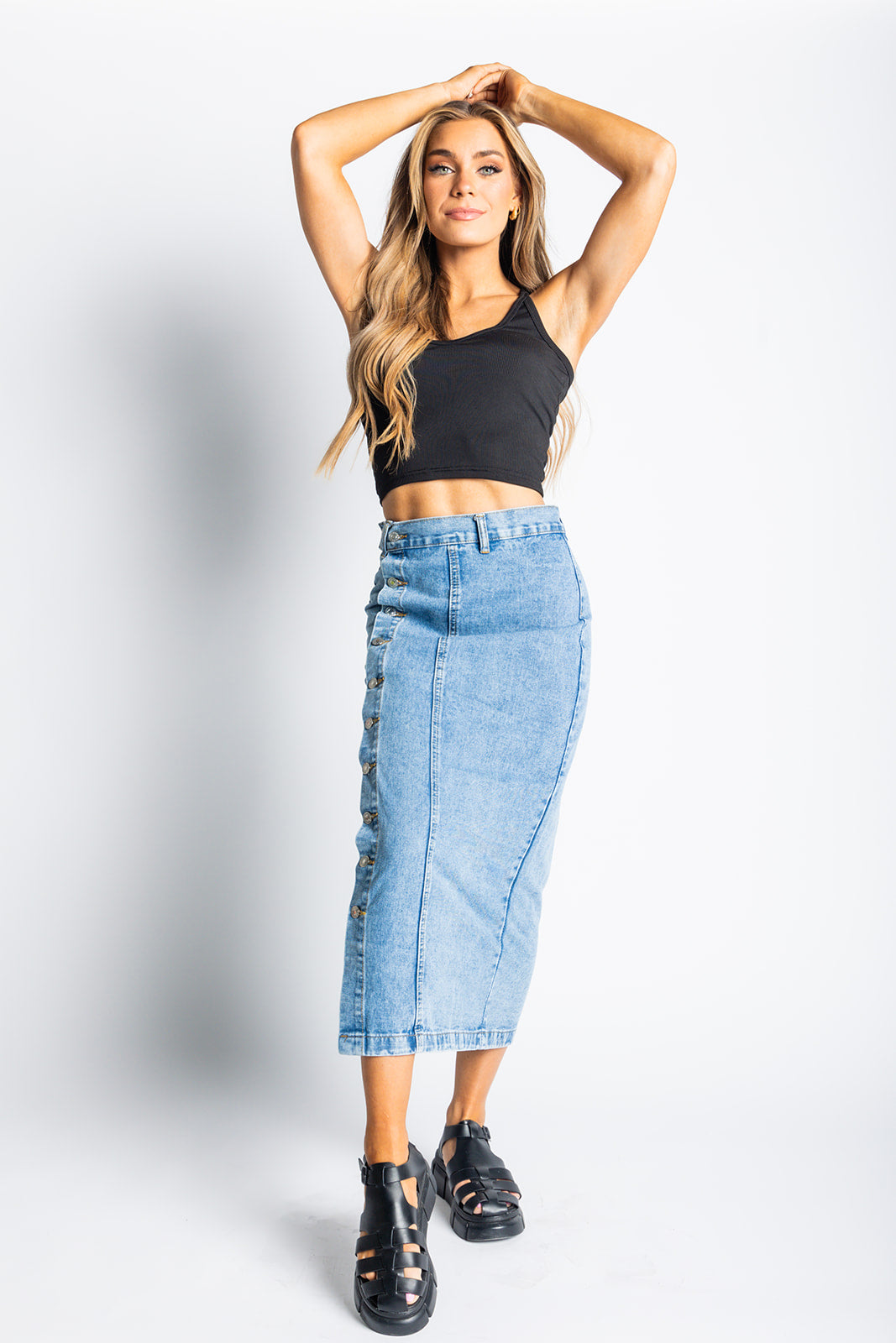 Leave it at that denim skirt  *2 colors available*