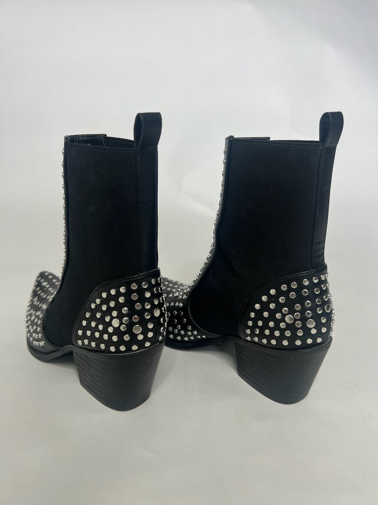 Next Up Studded Heeled Boots - Black