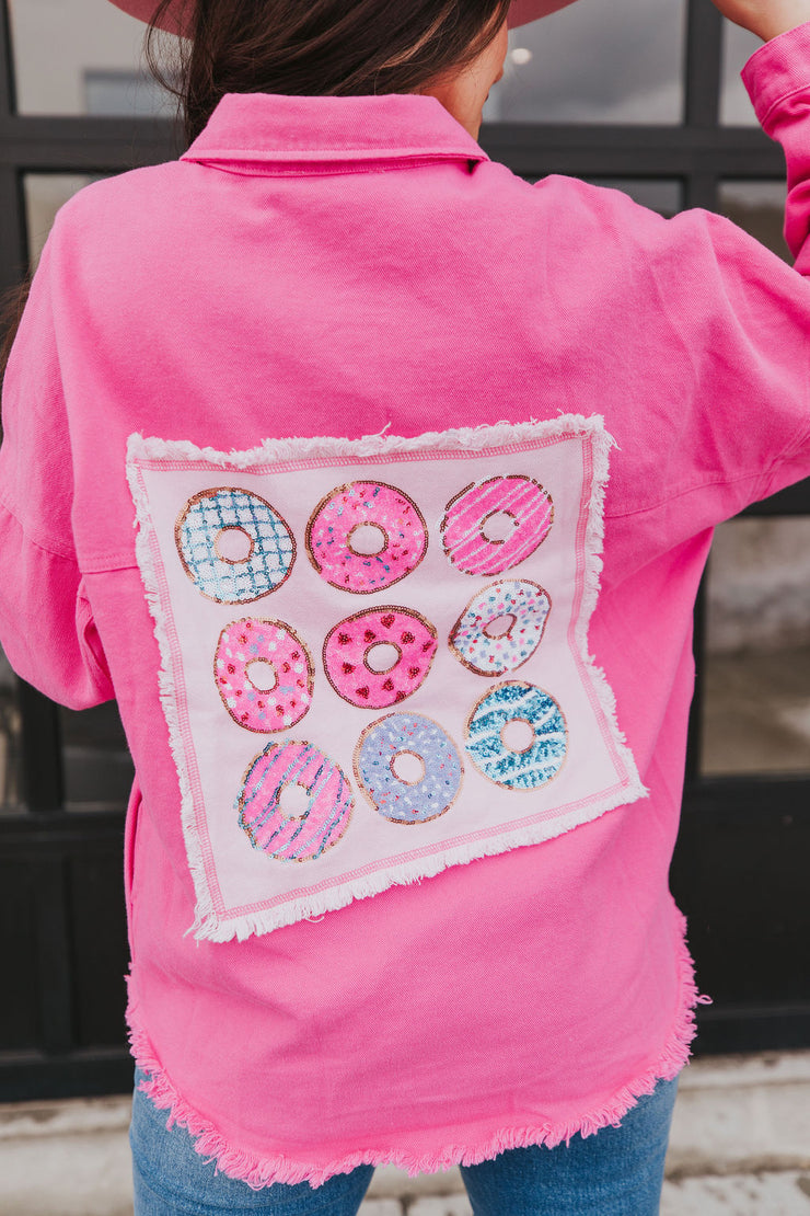 Sequin Doughnut Shacket- Pink