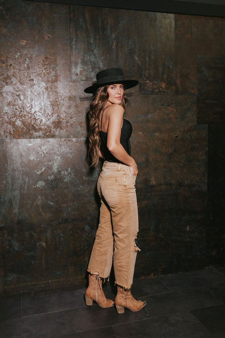 How it Goes Distressed Wide Leg Jeans