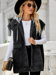 The Billie Hooded Denim Vest *two colors available*