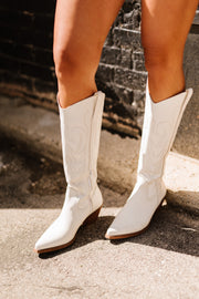 Sienna White Knee High Cowboy Boots (Size 6.5 & 7)