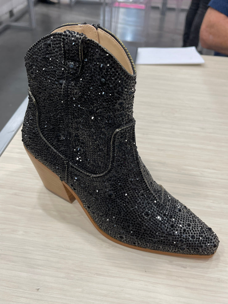 The Shyanne Rhinestone Boots - Black